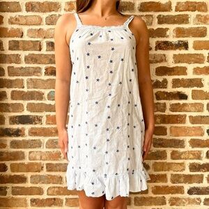 Nightgown with Blue Floral Embroidery